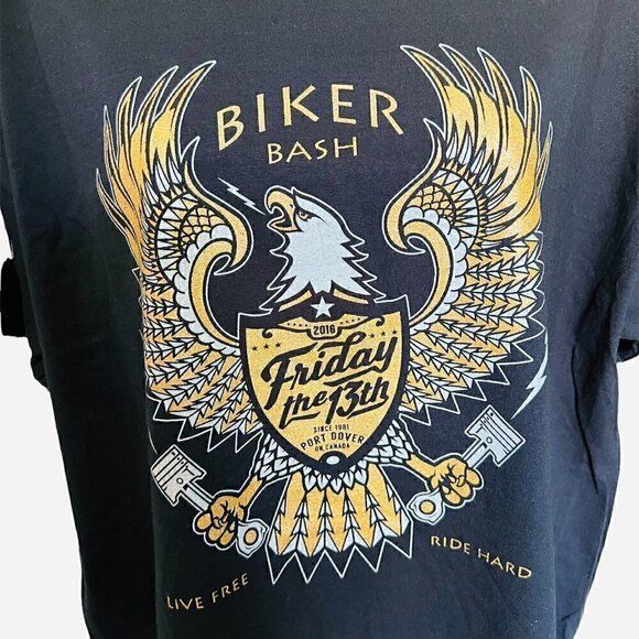 𝅺BIKER Bash Motorcycle Casual Graphic Black T-Shirt. Size Large - Picture 5 of 7